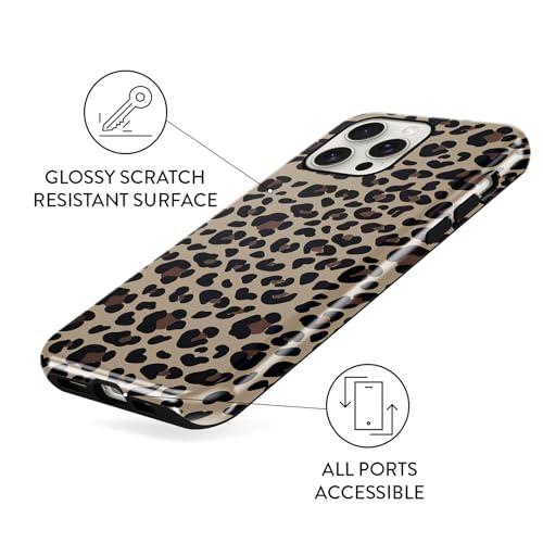 Yomjew Cute Cheetah Print Phone Case for iPhone 15 Pro Max Case 6.7", Trendy Luxury Light Brown Leopard Pattern Design Glossy Phone Cover Shockproof Soft TPU Hard PC Protection Girls Women Funda - image 7