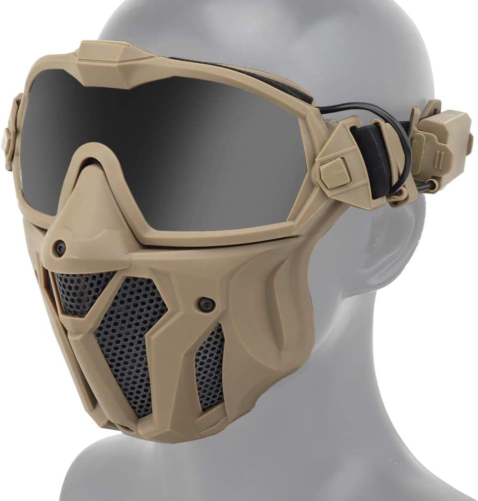 PJ Style Quick Helmet and Airsoft Full Face Mask Removable Anti-Fog Goggles Mini Exhaust Fan with Interchangeable Lens Combo Set