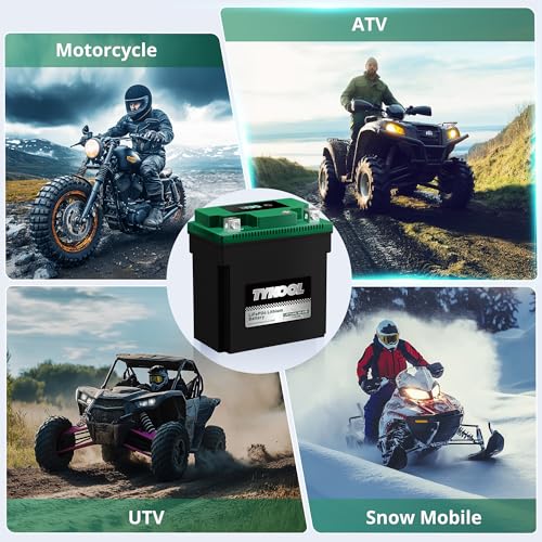 Image of TYKOOL LFP14AHL-BS-STD Lithium Battery, Replaces YTX14AHL-BS, 420CCA 7Ah Fits for Motorcycle ATV Scooter, Compatible with Kawasaki KLR650 Suzuki Boulevard S40 Royal Enfield, Digital Readout [- +]