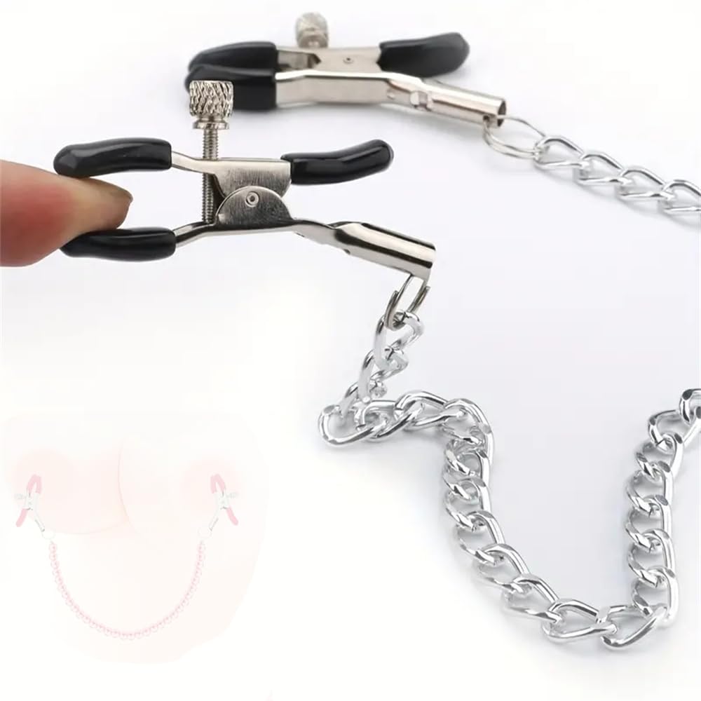 1 clip in metallo siliconato con catena, un bel regalo per le donne