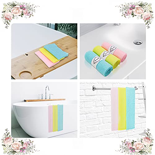 Yiclick Exfoliating Washcloth Towel [3 Pack], Japanese Exfoliating Bath Wash Cloth For Body Exfoliation, Korean Back Scrubber Washer For Shower, African Net Sponge Brush Loofah Exfoliator #TOP5