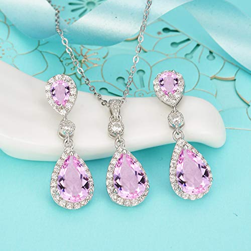 Cúbica zirconia infinity lágrima colgante collares y pendientes de plata 925 3
