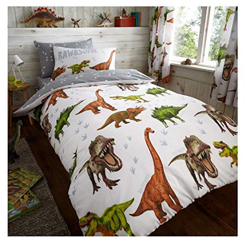 Lions Boys Duvet Covers - Dinosaur T-Rex Quilt Cover with Pillow Case | 2 Piece Bedding Set | Reversible | Poly-Cotton | Easy Care | Boy | Single Bed | 137 x 200cm |