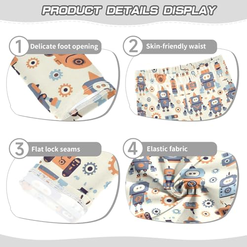 Cute Robots Gears Girls' Leggings Toddler Doodles Kids Yoga Pants Dance Active Tights 4T3