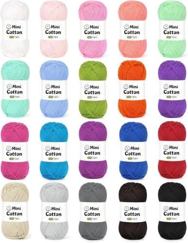 Image of Coopay 1OO% Cotton Yarn for Crocheting, 20 Pack High Twist Crochet Yarn | Mini Baby Soft Yarn - 5ply of 25g /64Yds - #2 Sport Crochet Yarn for Beginners & Starter, Thin Colorful Yarns Set for Crafts