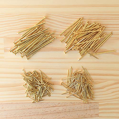 HangDone Nails Assortment 250-Pieces 4 Sizes, Brass Plated - Thumbnail 3