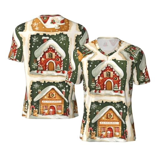Stylish Athletic Sports Jersey Gingerbread-Houses Men's Rugby Jersey Small Black