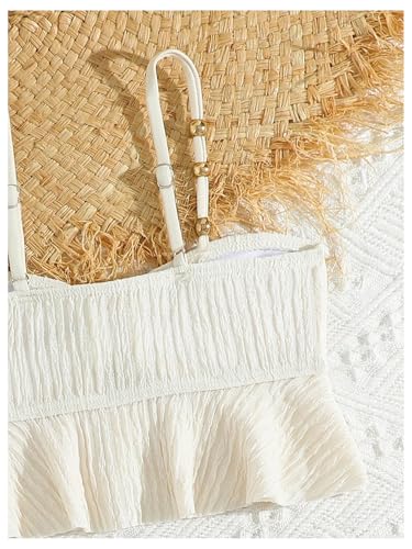 Girl's 2 Piece Ruffle Swimsuits Set Cut Out Wireless Bathing Suit Cute Beach Beachwear3