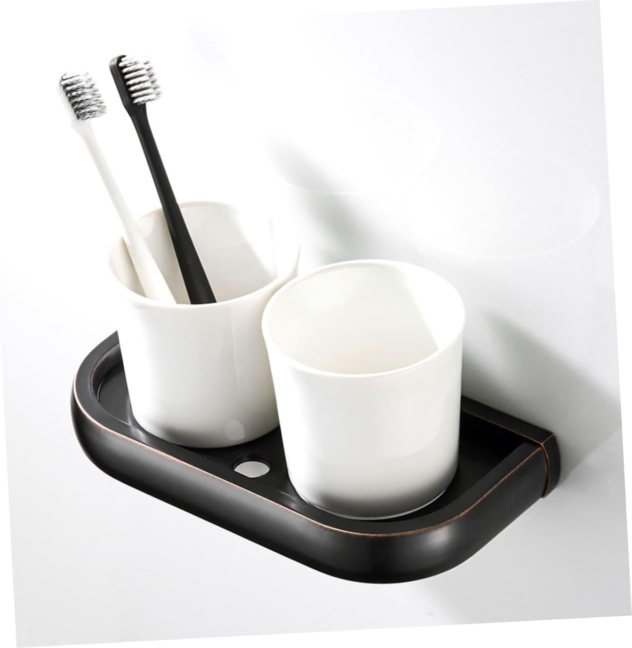 Vintage Double Cup Holder Wall-Mounted Toothbrush Cup Rack Bathroom Accessory