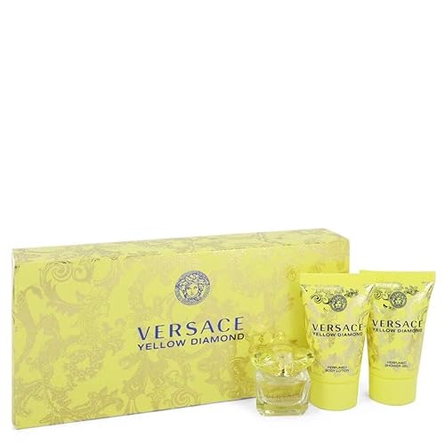 Versace Yellow Diamond - Juego de regalo de 2 piezas para mujer (Eau De Toilette en aerosol, 3 onzas + loción corporal, 3.4 onzas)