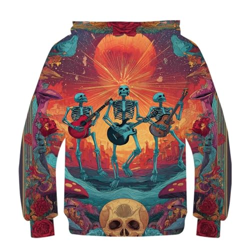 Sweat à capuche enfant squelette 3D pull graphique 9-11 ans