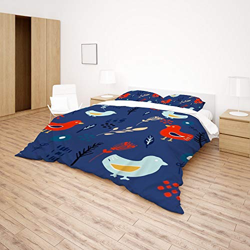 Housse de couette lit jumeau imprimée parure de lit 3 pièces tissu polyester