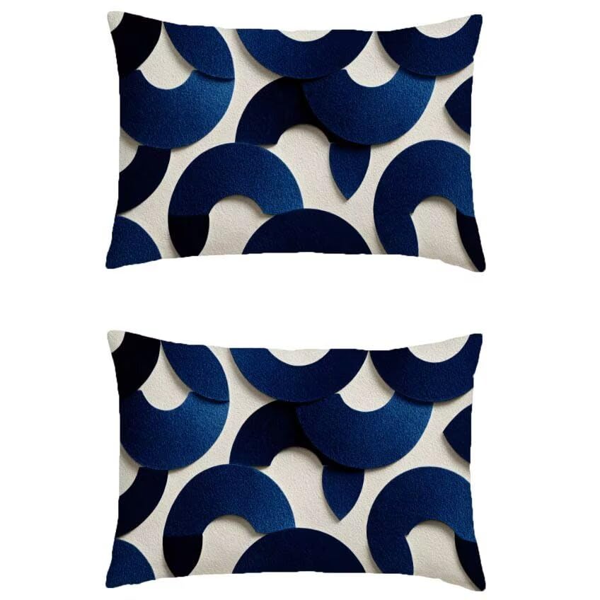 Housse coussin exterieur marine en lin haut de gamme 70x90cm