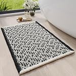 Waffle Bathroom Rugs, Extra Soft and Absorbent Non Slip Bath Mat Washable Boho Bath Rug, Rubber Backed Shower Mat for Bathroom Floor, Bathtub and Shower, 24x36