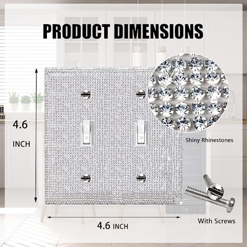 Image of Shiny Silver Rhinestones Outlet Covers Switch Plate Covers Decorative Rhinestones Light Switch Cover 2 Gang Switch Plates And Outlet Covers