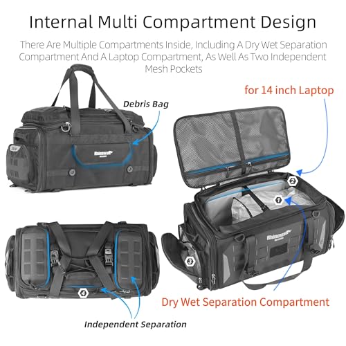 Alforja trasera para motocicleta HUNTVP, impermeable y expandible de 50-70 L, para asiento trasero o rejilla, equipaje de viaje con sistema MOLLE, color negro miniatura 3