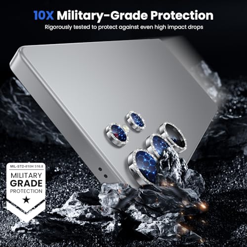 Image of WSKEN for Samsung Galaxy S25 Ultra Camera Lens Protector - Ultra Thin | Case Friendly, 9H Shatterproof Tempered Glass, Anti Scratch Metal Circle, Camera Screen Protector Cover Accessories, Glitter