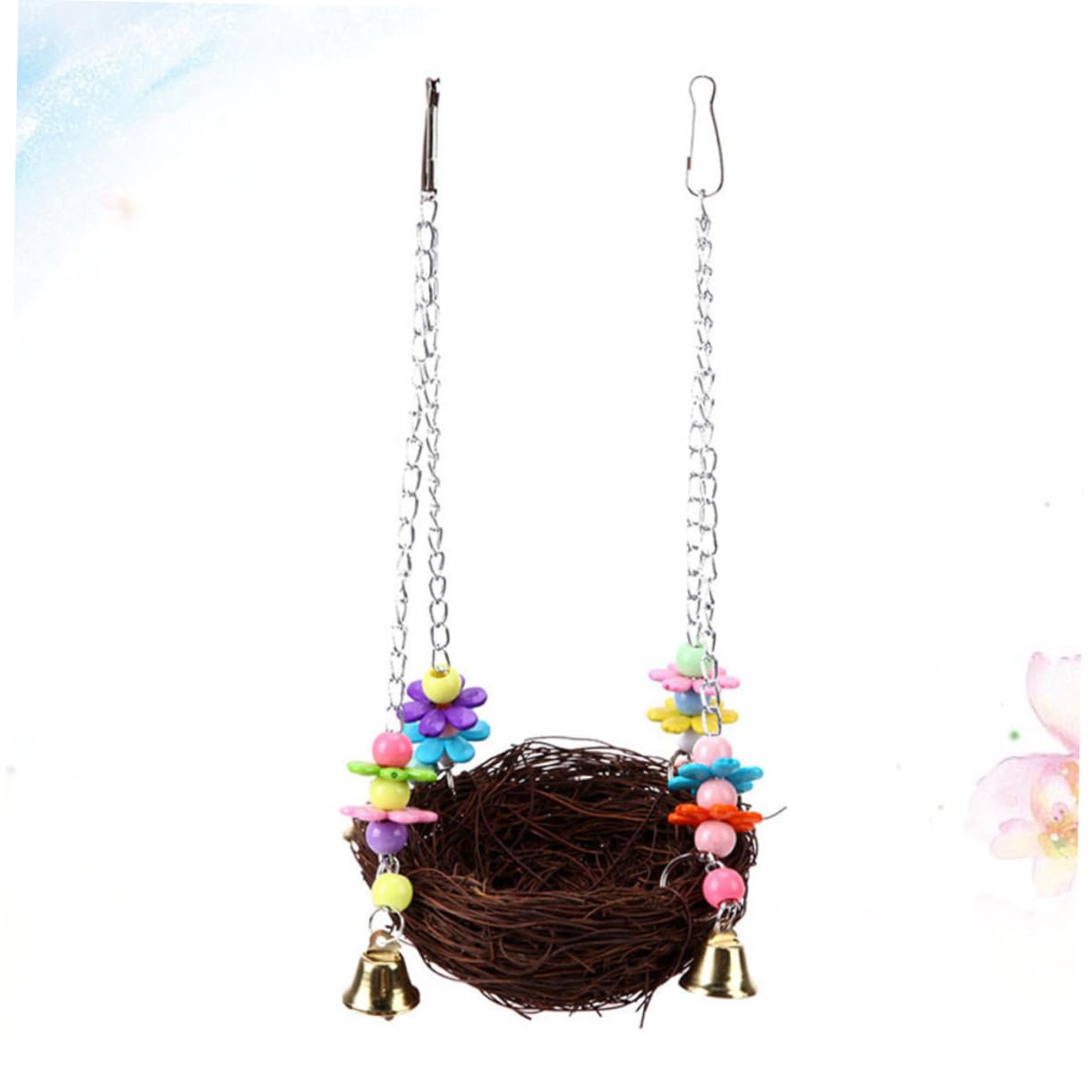 2 Piezas Columpio de pájaro Juguete cacatúa pequeños Productos para Mascotas de Madera Columpio de Loro de Moda Columpio de ratán Rota el Columpio Suministros para Aves Bambú