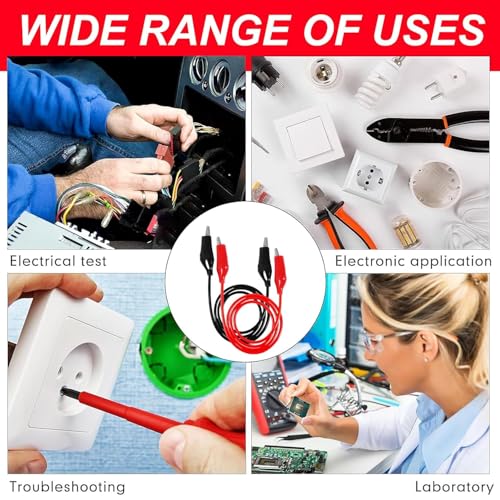 Image of 8PCS Alligator Clips Electrical, 1M Alligator Clips with Wires, Test Leads with Alligator Clips, Double-Ended Jumper for Electrical Testing, Circuit Connection