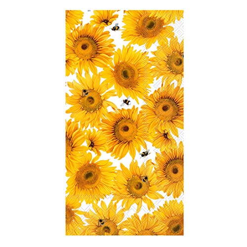 Boston International Paper Hand Towels for Bathroom Guest Towels Disposable Decorative Fingertip Towels or Paper Napkins Dinner Napkins French Bees and Sunflower Pak 32