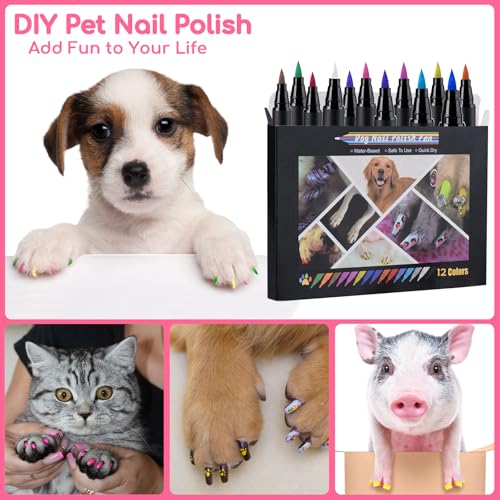 OLINGYOU Dog Nail Polish， Dog Nail Polish Pens Quick Dry-12 Colors, Pet Nail Polish Set for Dogs， DIY Dogs Puppy Nails, Dog Safe Nail Polish Non Toxic, Odorless, Easy to Applyt - Thumbnail 3