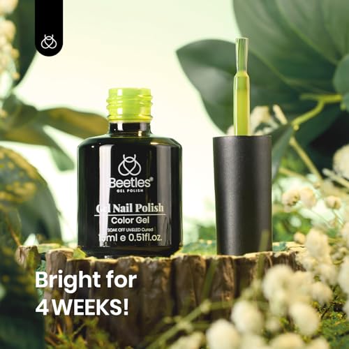 Image of Beetles Green Gel Nail Polish - Fresh Greenery 15ML /0.51Fl Oz, Light Green Gel Nails Polish, Neon Lime Color Soak Off UV LED Lamp Day Nails Art, Long-Lasting Manicure Salon Summer Nails