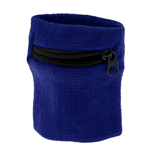 gazechimp Adulto Sweatband Running Wrist Wallet Sport Travel Wristband Zipper Pocket - Azul Royal