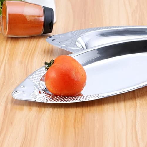 Miniatura 3 de DOITOOL Plato para servir pescado, plato en forma de pescado, plato de pescado de acero inoxidable, bandejas de metal para servir alimentos para