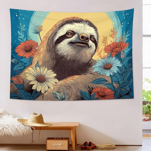 Tapiz de perezoso psicodélico de 150x230cm para decorar tu dormitorio