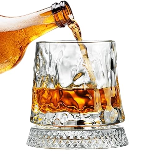 Generico Bicchieri per Cocktail Old Fashioned,Base Rotante a 360 Gradi in Trasparente - Coppe per Whisky,per Papà Uomo Padre Marito Festa da Bere Natale Compleanno Vacanze