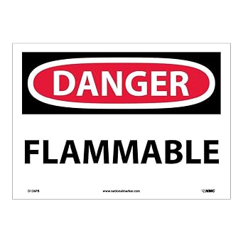 National Marker D126R Danger Flammable Sign, Rigid Plastic
