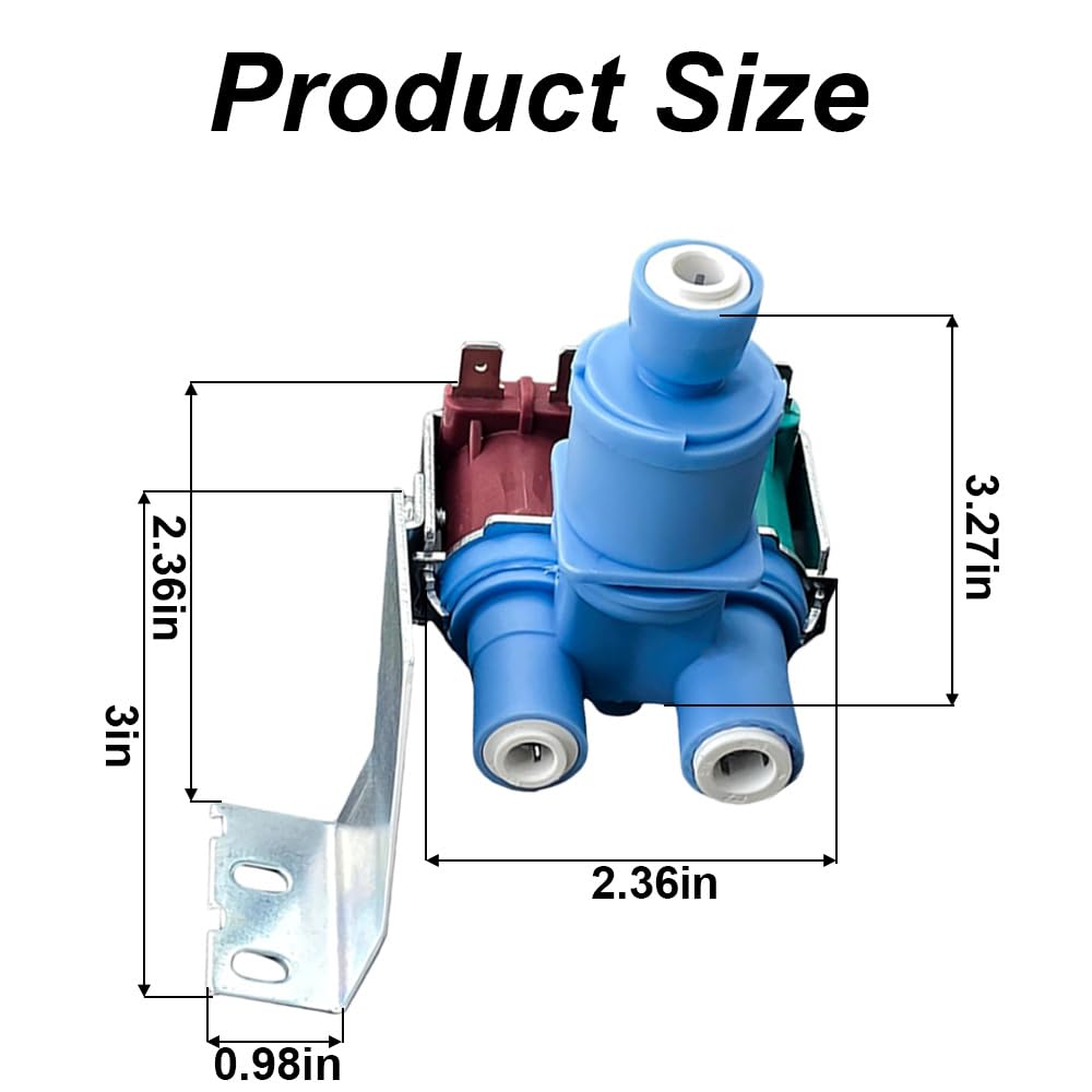 Valvola di ingresso dell'acqua del frigorifero, ricambio del gruppo elettrovalvola compatibile con frigoriferi Whirlpool, Kenmore, KitchenAid (W10179146)