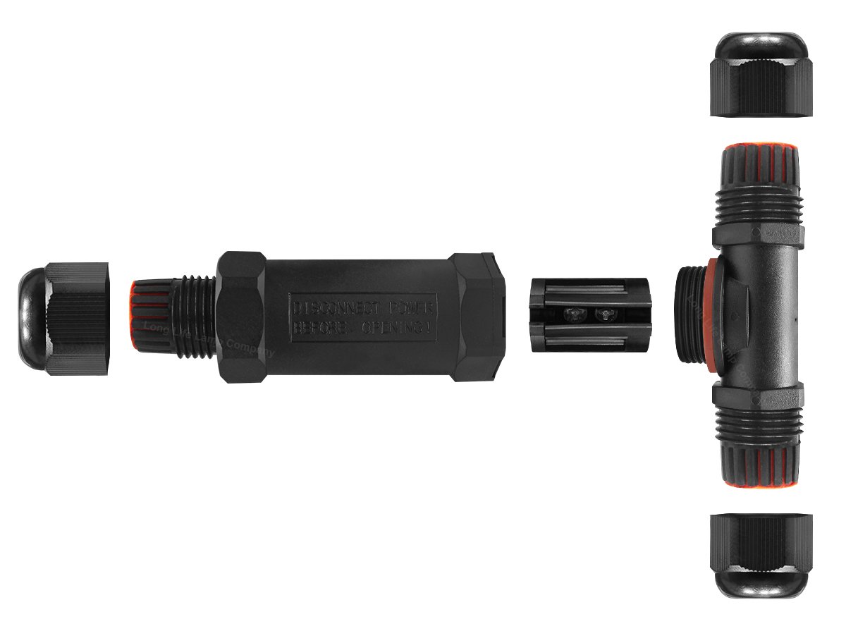 3-Way IP68 Waterproof Cable Connector Kit For Outdoor Lights - 3Pcs, Easy Install & Durable
