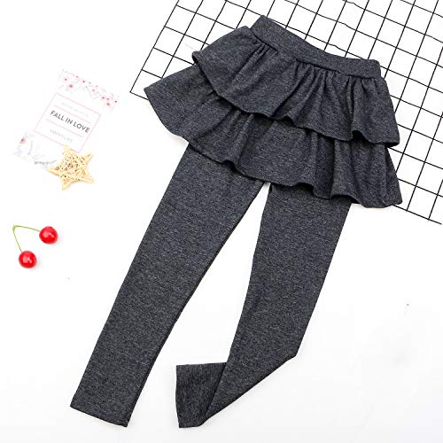 Image of BOOPH Little Girls Leggings with Ruffle Tutu Skirt Kids Uniform Pants | Footless Tights 4-14 Year