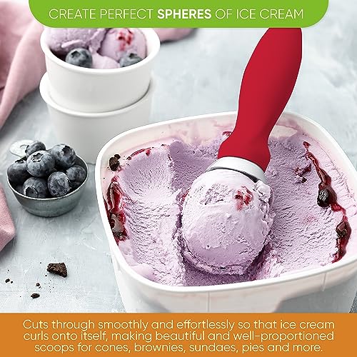 Image of Spring Chef Heavy Duty Metal Ice Cream Scoop with Soft Grip Handle, Red