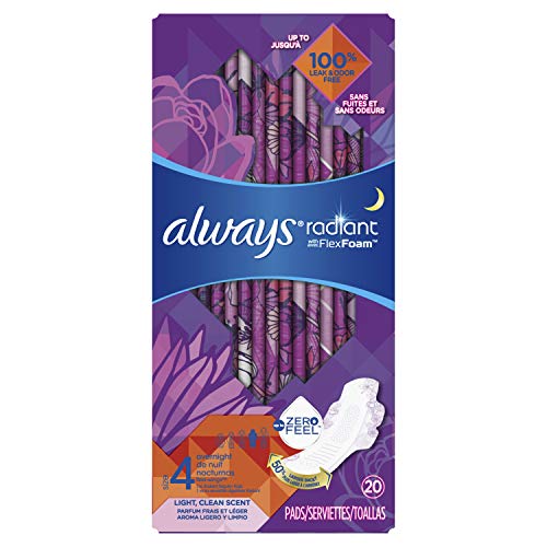Image of Always Radiant Pads, Size 4, Overnight Absorbency, Scented, 20 Count