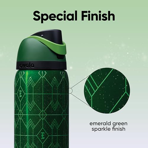 Image of Owala Wicked FreeSip Insulated Stainless Steel Water Bottle with Straw for Sports and Travel, BPA-Free Sports Water Bottle, 32 oz, Elphaba (Green)