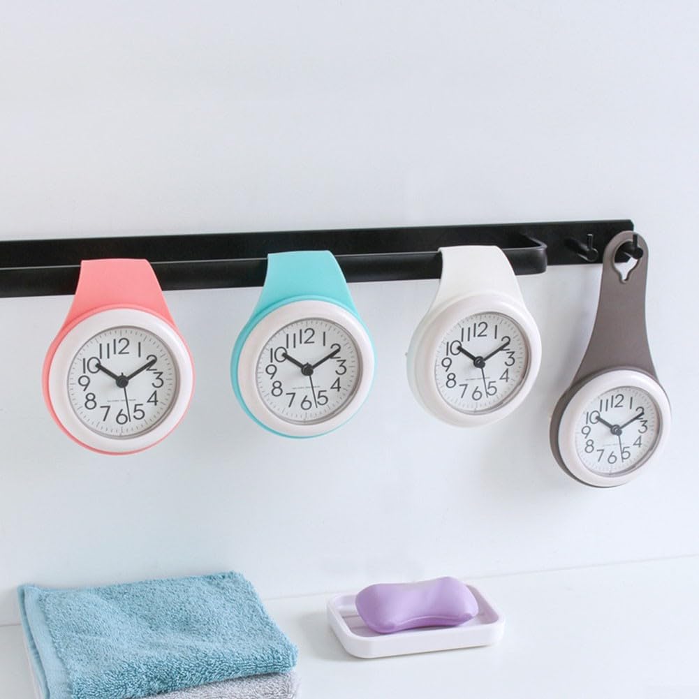 Orologio da Parete Silenzioso - Digitale, Impermeabile, Piccolo Con Ventosa per Cucina, Bagno - Decorazione per la Casa (Bianco)