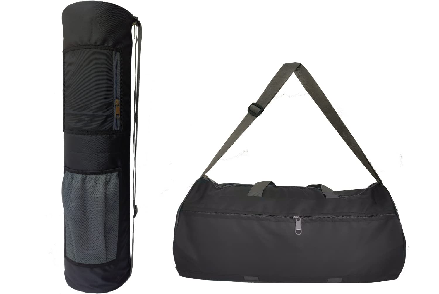 Panchtatava Trendy Grey Yoga Mat Cover/Yoga Mat Bag with Green Duffel/Gym Bag for Men & Women-image-0