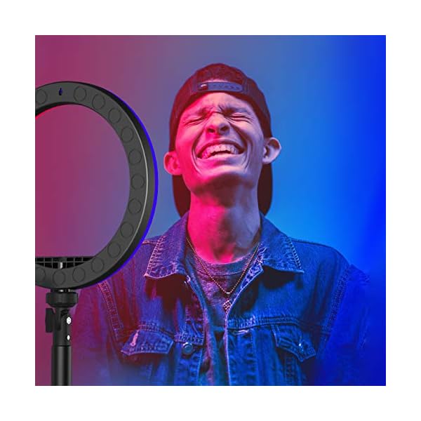 miracase MOVING LIFE LED Selfie Ring Licht mit Fernbedienung, 10 Zoll RGB Ringleuchte mit Stativ & Handyhalter für… – Bild 6