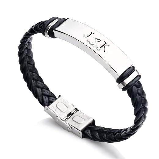Personalized Engraved Leather Bracelet