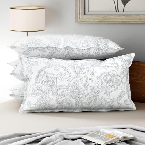 Image of Wakefit 100% Cotton Pillow Cover Set of 4 | 200 TC Soft & Breathable Pillow Cases | King Size 19 x 36 Inch | Skin Friendly, Durable & Gentle Machine Washable | Paisely