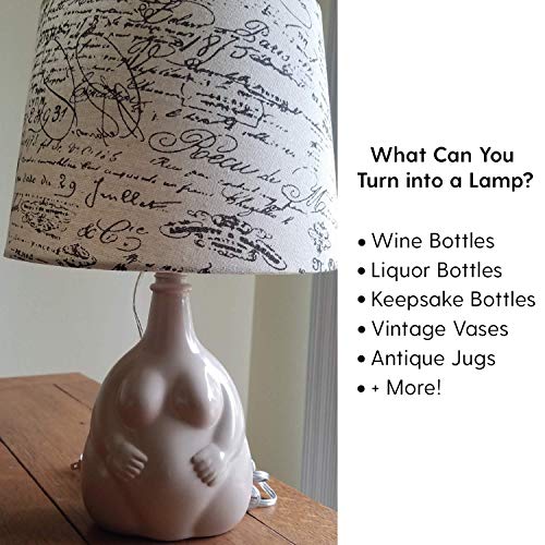 I Like That Lamp DIY Bottle Lamp Kit 1 Pack - Brass Socket + 8FT Brown Cord - Convert Any Wine, Water, Whiskey or Oil Bottle into a Lamp - Revive Vintage or Antique Lighting - Includes 3 Adapters