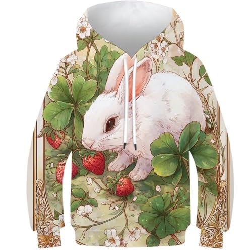 Sweat à capuche résistant imprimé 3D lapin pour enfant actif