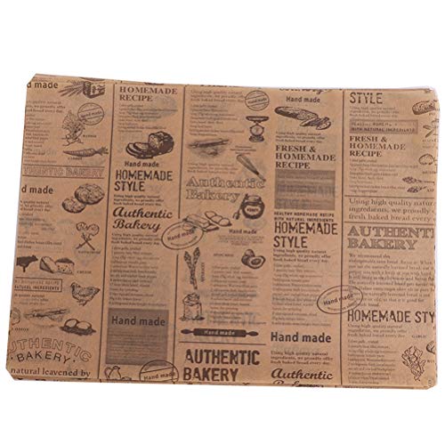 Diyiming 50 Sheets Bread Sandwich Burger Fries Food Grade Oil Proof Paper Grease Paper Greaseproof Wrappers Wrapping Baking Tools Gift Wrapping Tissue 25x35cm