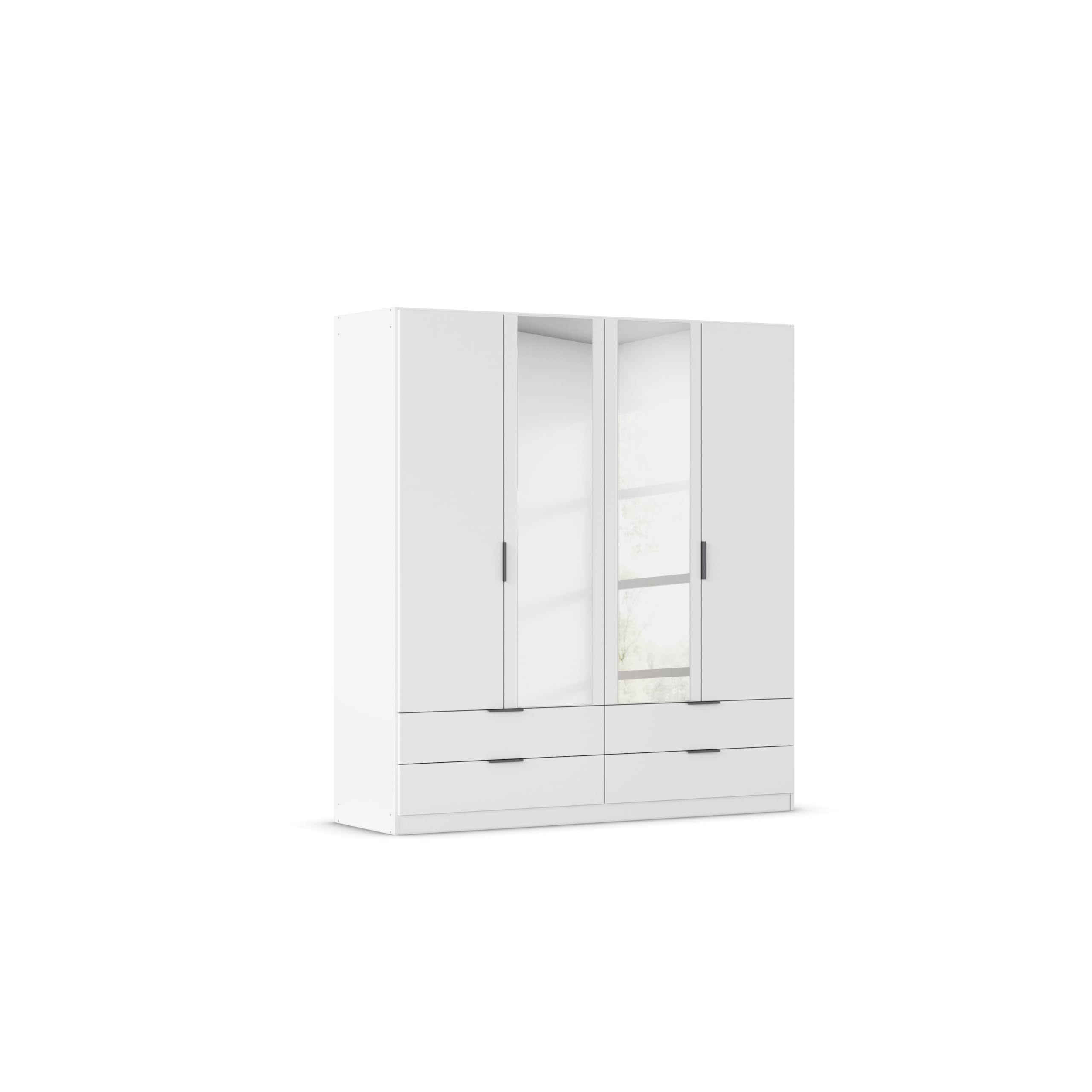 Rauch Möbel LAGOA, Kleiderschrank, Farbe Weiß, Breite 181 cm | Schrank, 4-türig, Spiegel, 4 Schubladen, Zubehör Basic, für Schlafzimmer, Kinderzimmer, Babyzimmer, Garderobe
