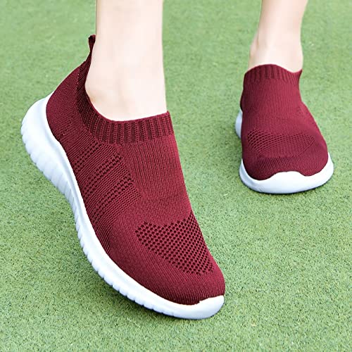 Image of konhill Womens Slip On Sneakers Lightweight Knit Walking Shoes