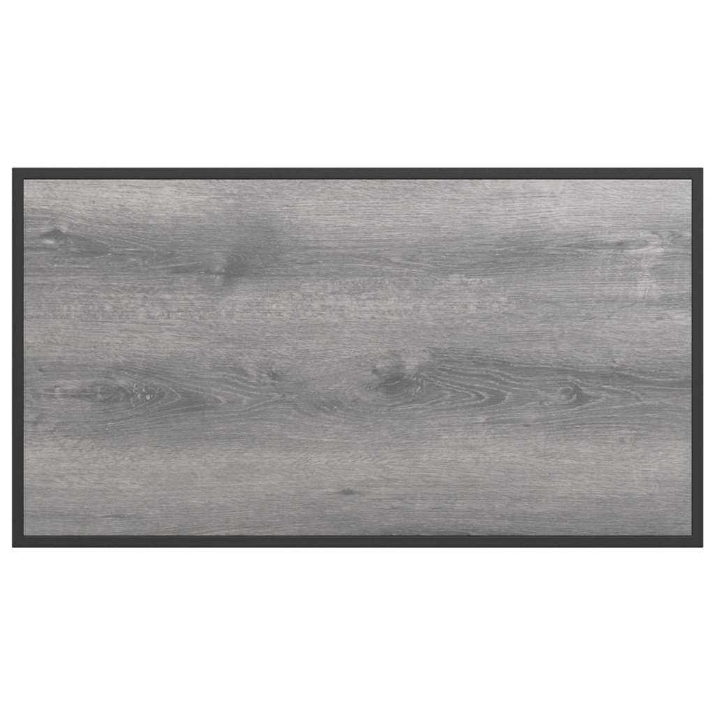 Nowoczesny stół ogrodowy, szary, 100 x 55 x 70 cm, prostokątny stół drewniany ze stabilnymi nogami stalowymi na taras i do ogrodu, odporny na warunki atmosferyczne stół do jadalni z drewna