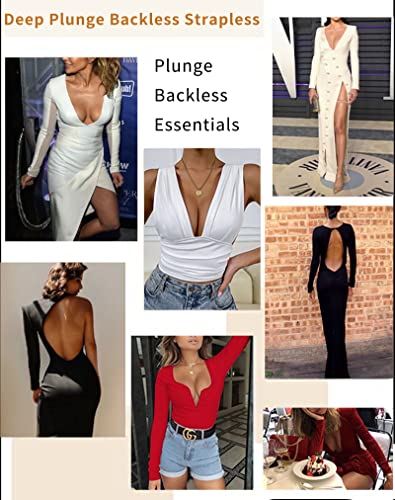 Miss Body Women’s Backless Plunge Bra Strapless Sticky Push Up Adhesive Invisible Bras Beige #TOP6