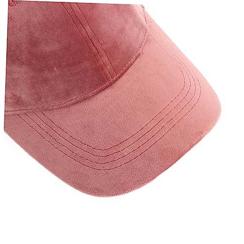Casquette de baseball en velours rose ajustable pour look mode - 4